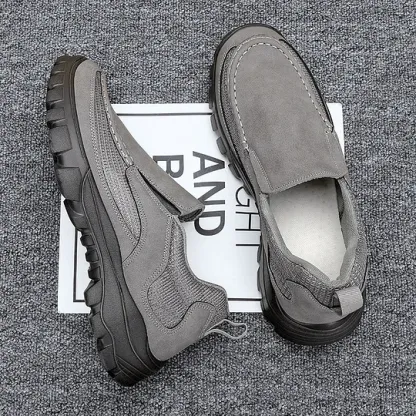  Men's Orthopedic Genuine Leather Shoes for Diabetics, Arch Support Hiking Shoes for Plantar Fasciitis