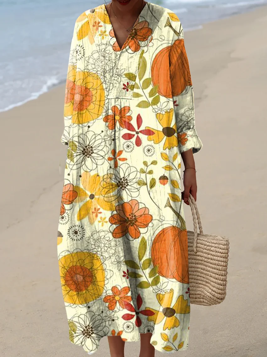 Women's Art Vintage Abstract Lines Art Print Dress