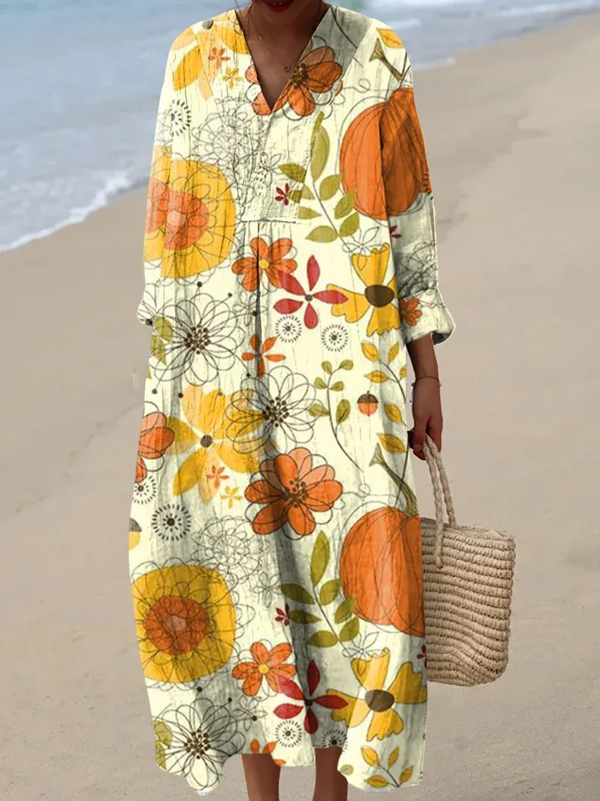 Women's Art Vintage Abstract Lines Art Print Dress