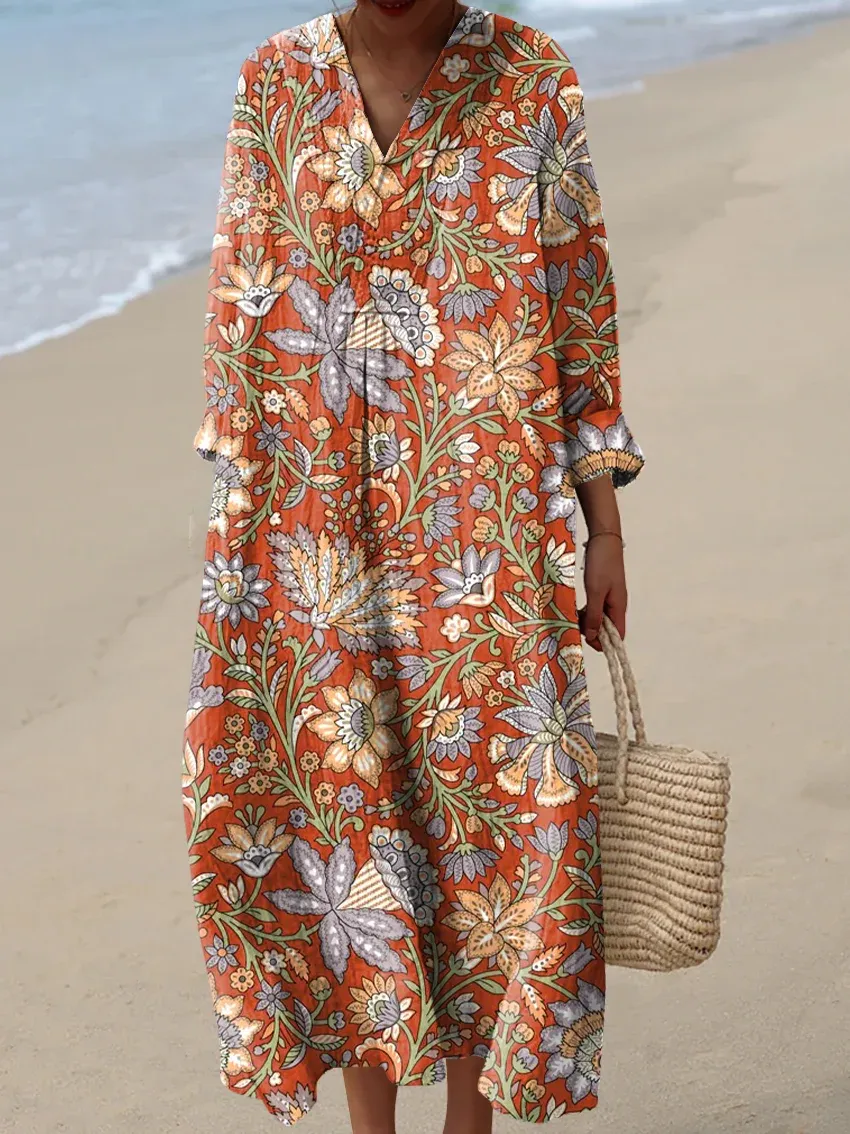 Women's Abstract Pattern Art Print Cotton Dress - Series8