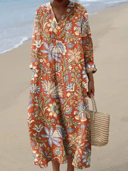 Women's Abstract Pattern Art Print Cotton Dress - Series8