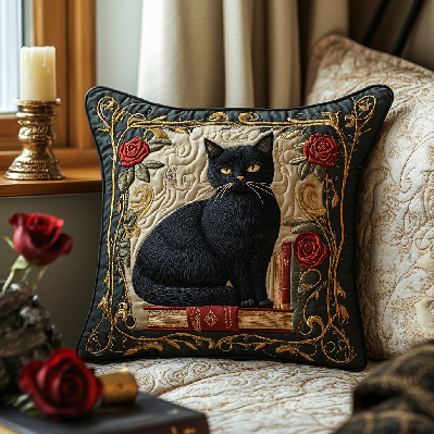 Cat Cluster Quilted Pillow