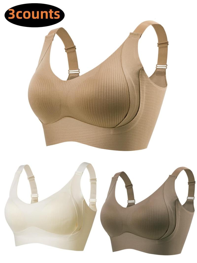 Women's Ribbed Push Up Adjustable Wireless Bra ( 💥 3 Pack )