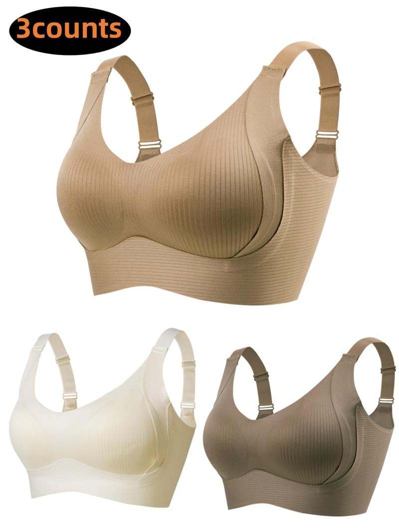 Women's Ribbed Push Up Adjustable Wireless Bra ( 💥 3 Pack )