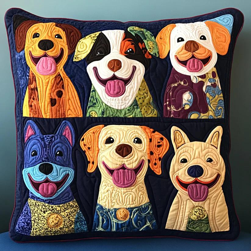 Cat Cluster Quilted Pillow