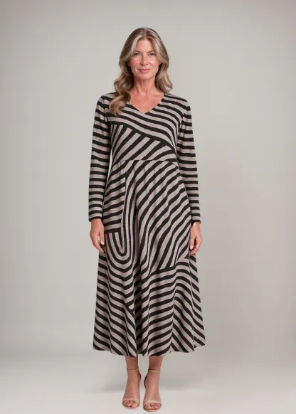 Vintage Elegant Striped Maxi Dress