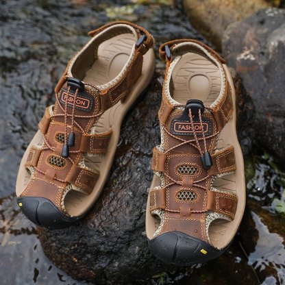 🔥 Summer sports hiking🔥 Outdoor walking water shoes | Fisherman beach men's leather sandals