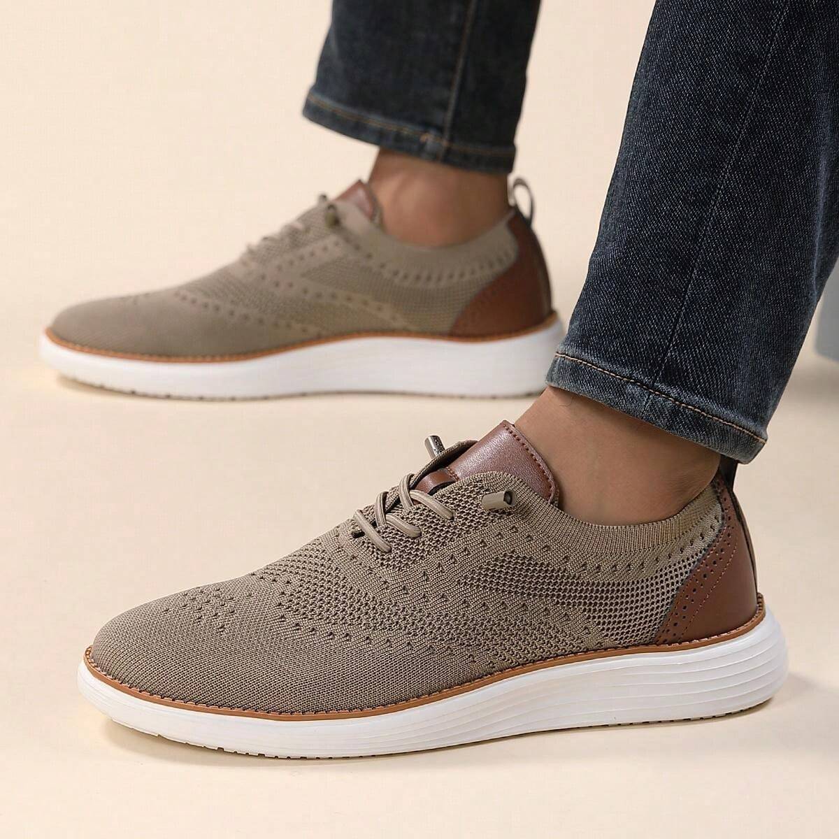 Men's knitted mesh breathable arch support casual sports shoes
