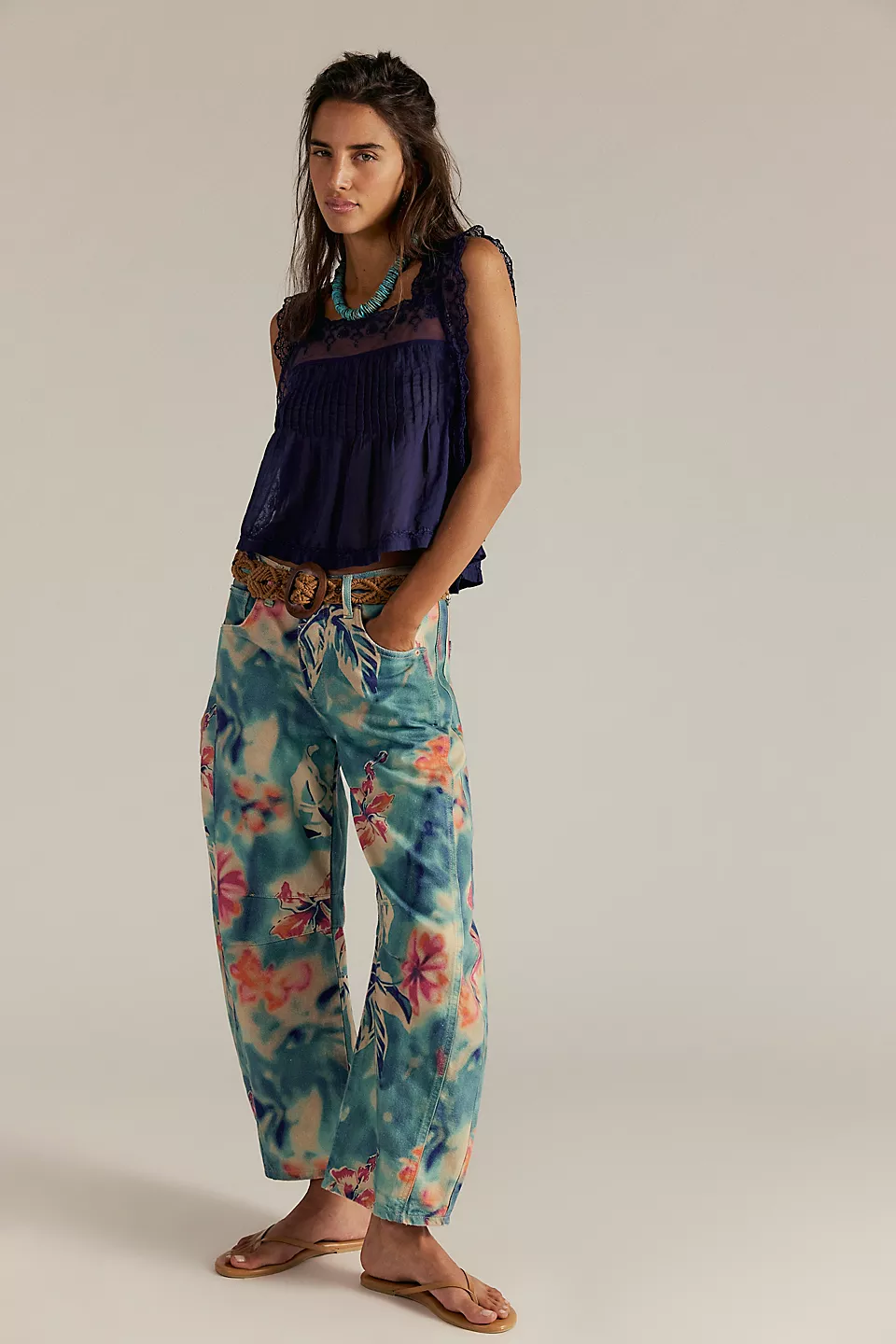 Women's Trendy Multi-Color Printed High-Waist Loose Fit Casual Pants