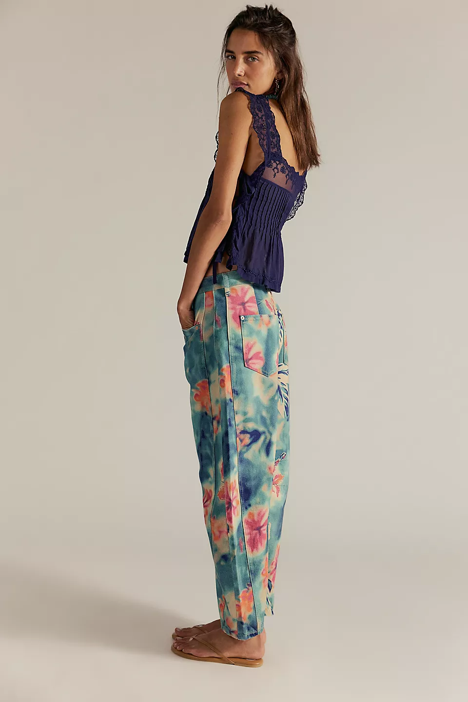 Women's Trendy Multi-Color Printed High-Waist Loose Fit Casual Pants