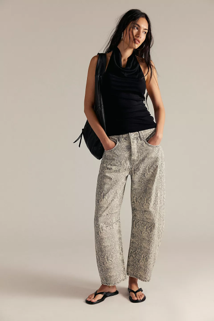 Women's Trendy Multi-Color Printed High-Waist Loose Fit Casual Pants