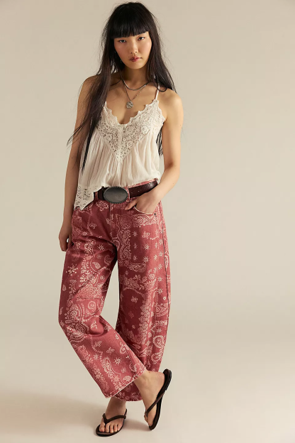 Women's Trendy Multi-Color Printed High-Waist Loose Fit Casual Pants