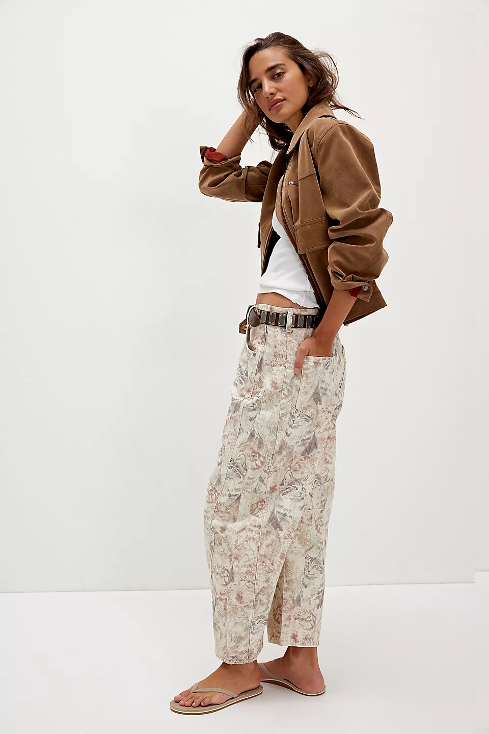 Women's Trendy Multi-Color Printed High-Waist Loose Fit Casual Pants