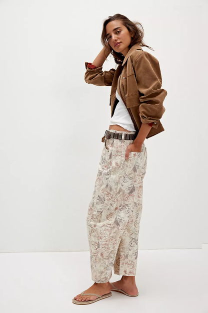 Women's Trendy Multi-Color Printed High-Waist Loose Fit Casual Pants