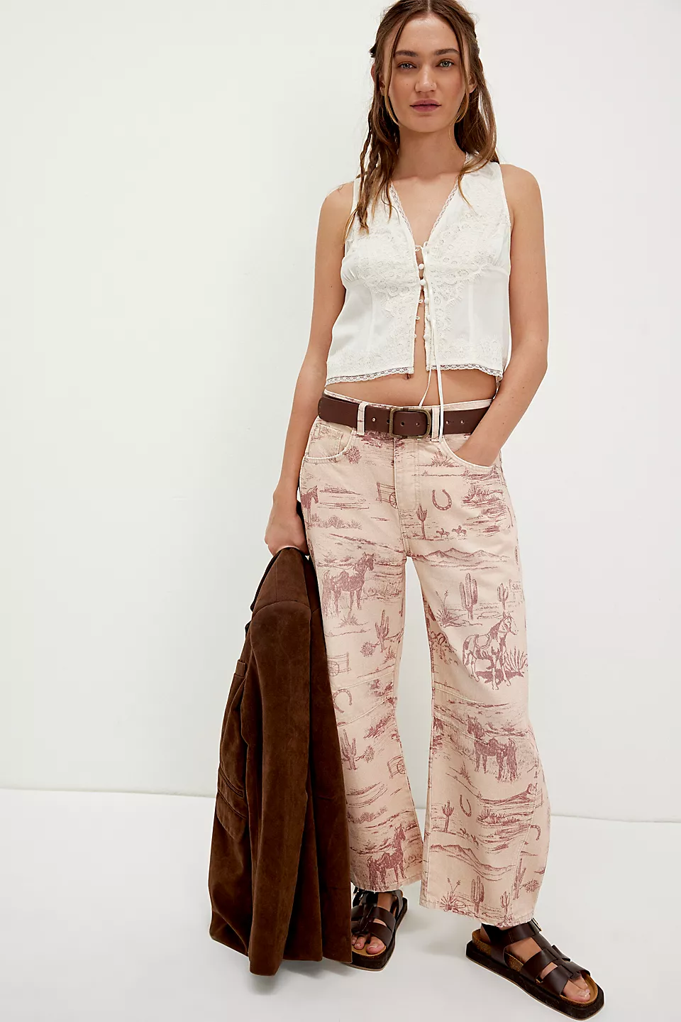 Women's Trendy Multi-Color Printed High-Waist Loose Fit Casual Pants