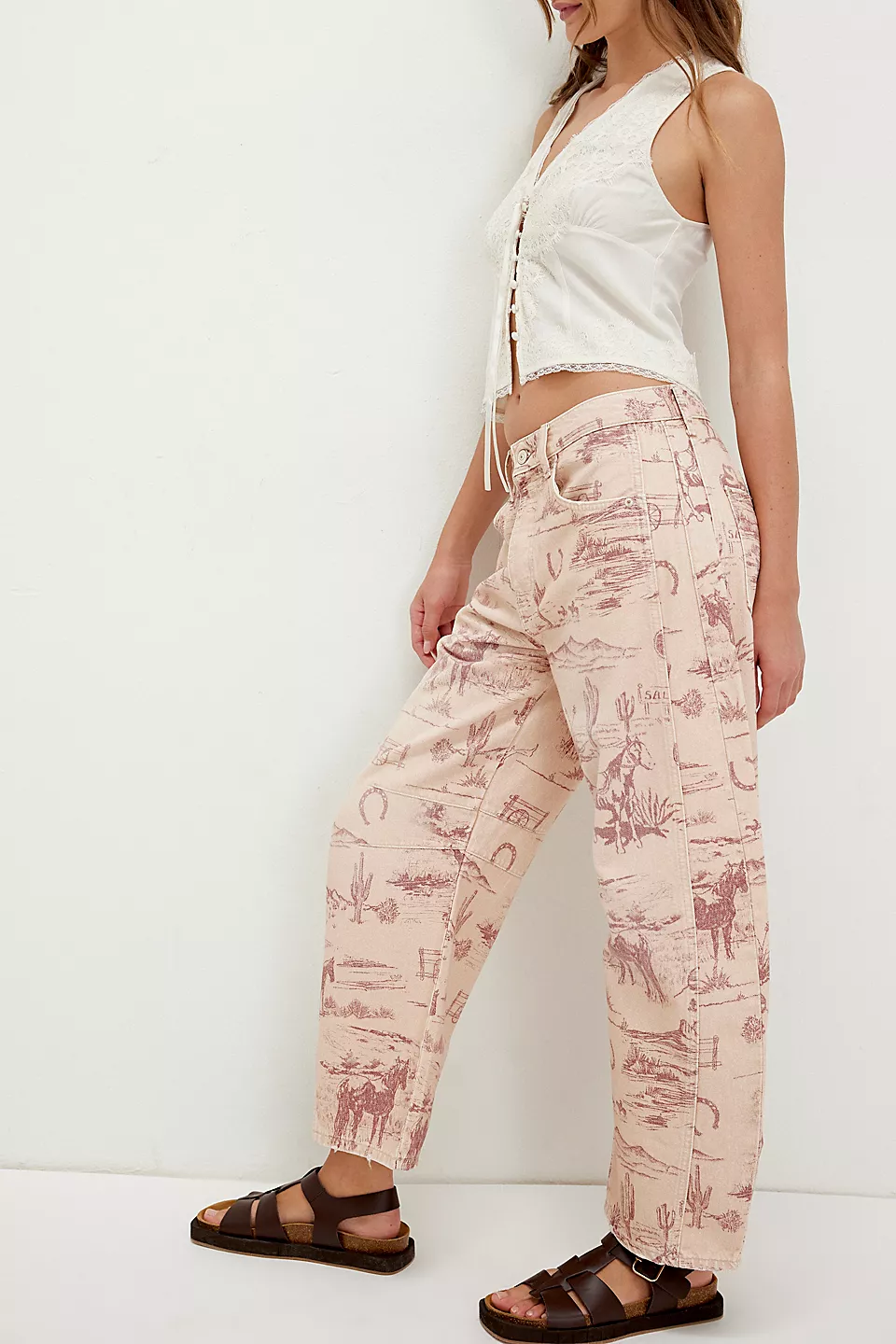 Women's Trendy Multi-Color Printed High-Waist Loose Fit Casual Pants