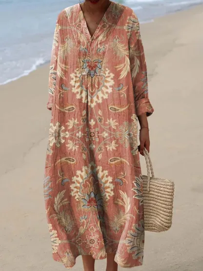 Women's Abstract Pattern Art Print Cotton Dress