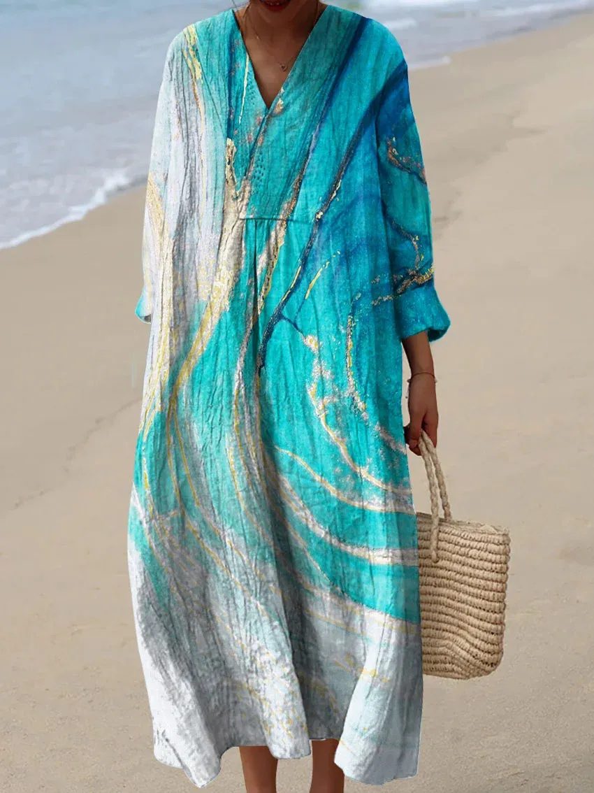 Women's Abstract Pattern Art Print Cotton Dress - Series4