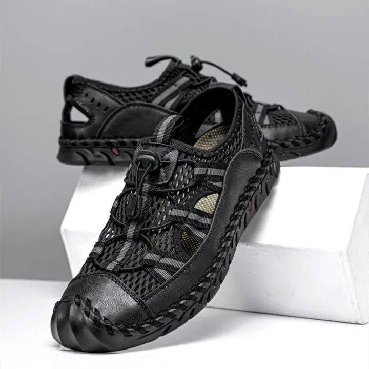 Men's Sandals Closed Toe Mesh Splicing Outdoor Leather Sandals