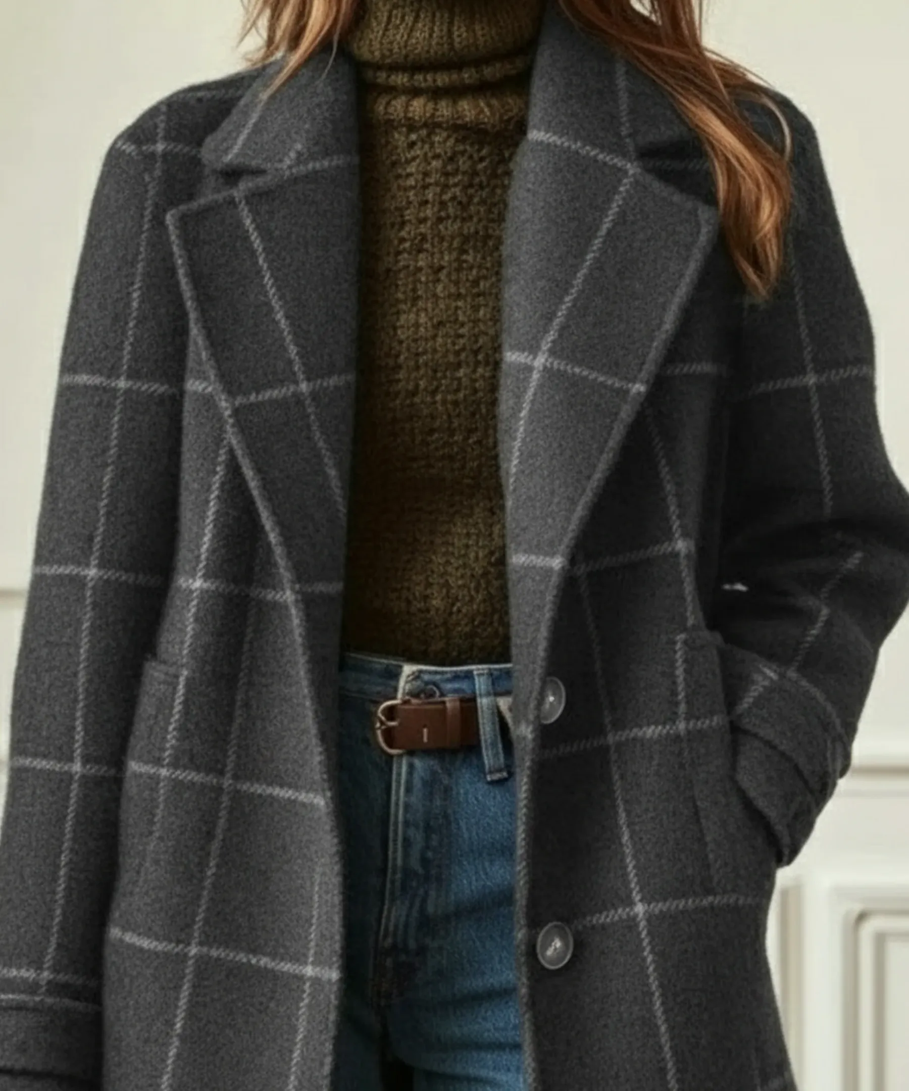 VICTORIA | Women's Retro Lapel Plaid Tweed Coat
