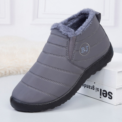 Men's Waterproof Warm Fur Lining Letter Slip On Ankle Boots
