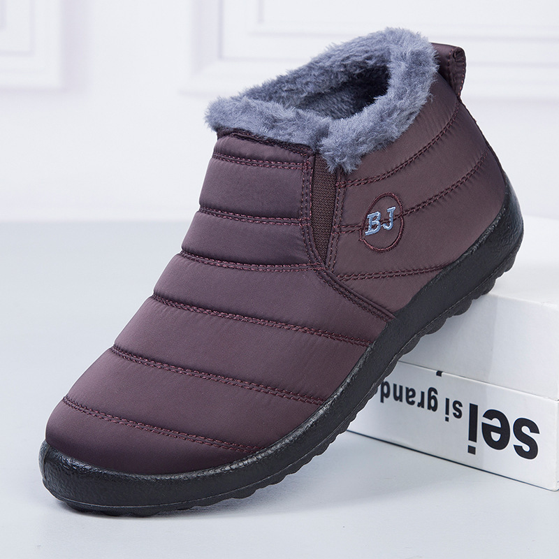Men's Waterproof Warm Fur Lining Letter Slip On Ankle Boots