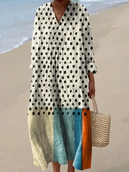 Women's Abstract Pattern Art Print Cotton Dress - Series6