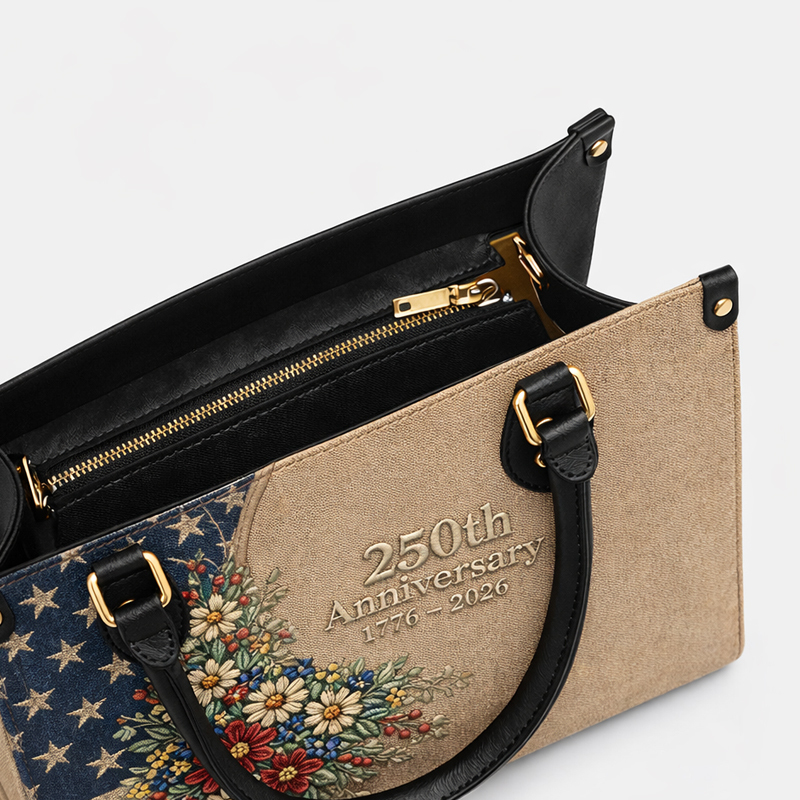 US 250th Anniversary Floral Leather Handbag