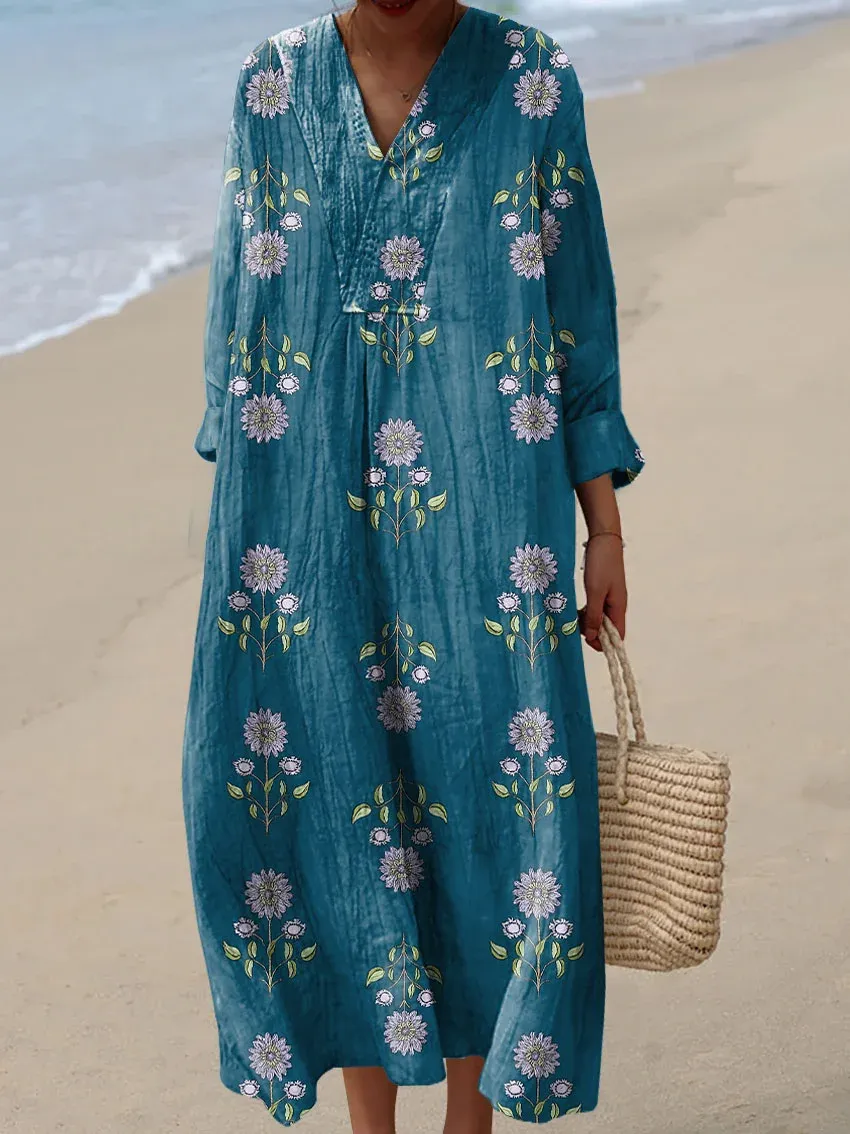 Women's Abstract Pattern Art Print Cotton Dress