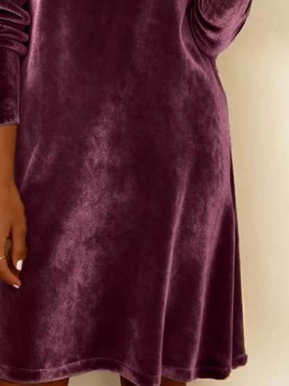  Elegant Velvet Cowl Neck Long Sleeve Mini Dress