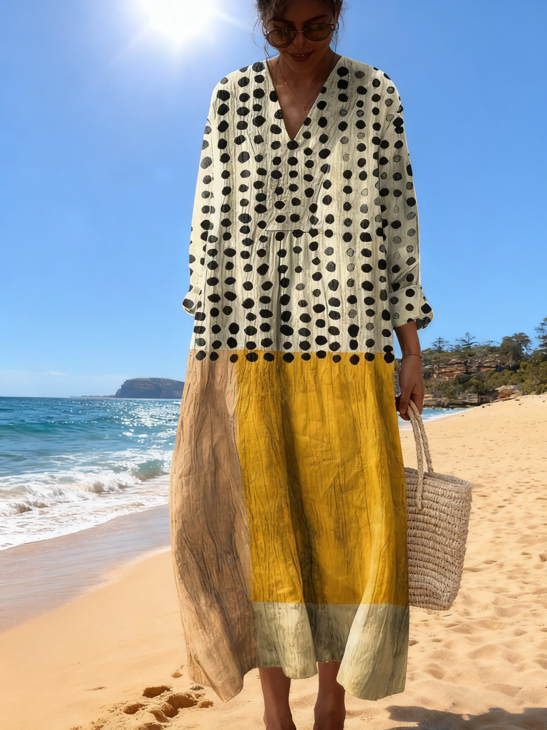 Women's Abstract Pattern Art Print Cotton Dress