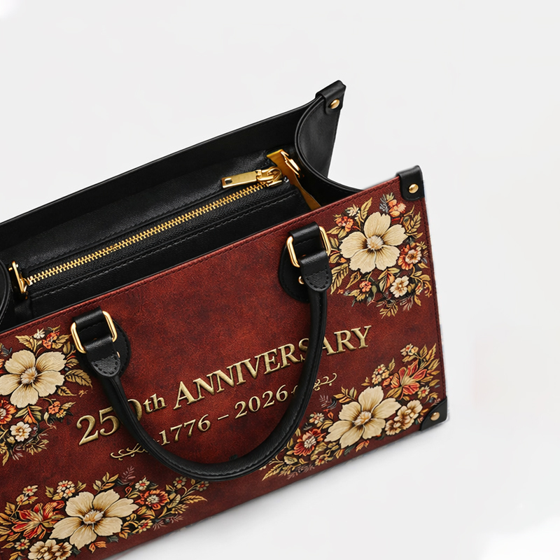US 250th Anniversary Floral Leather Handbag