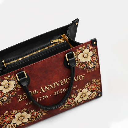 US 250th Anniversary Floral Leather Handbag