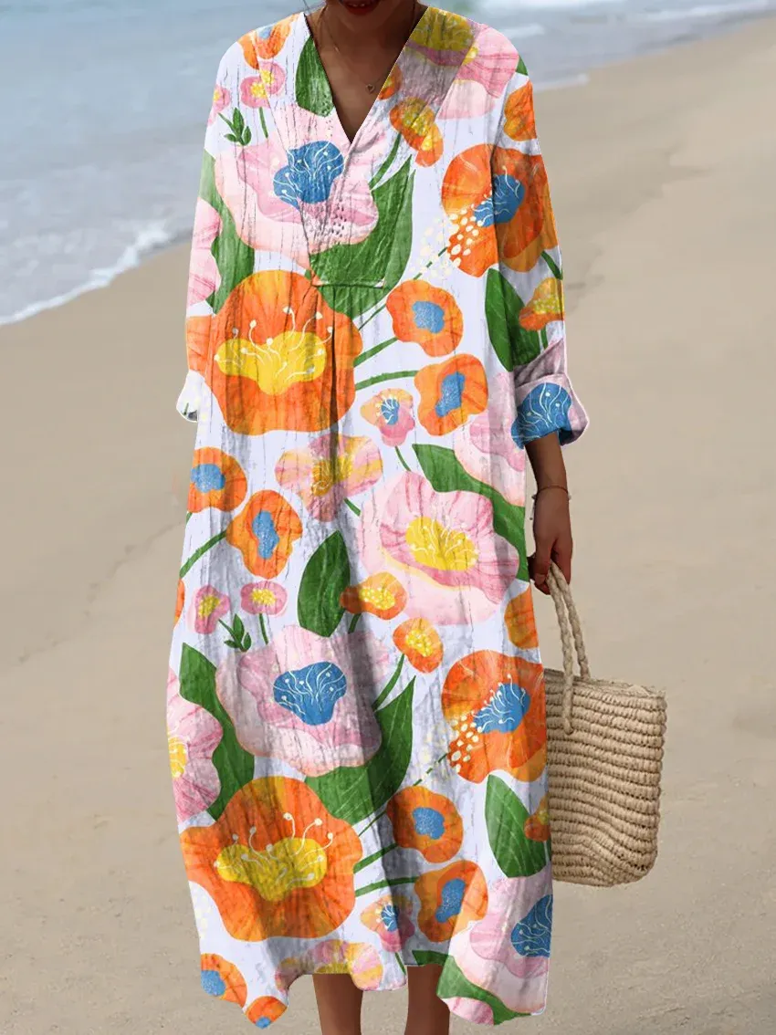 Women's Abstract Pattern Art Print Cotton Dress - Series9