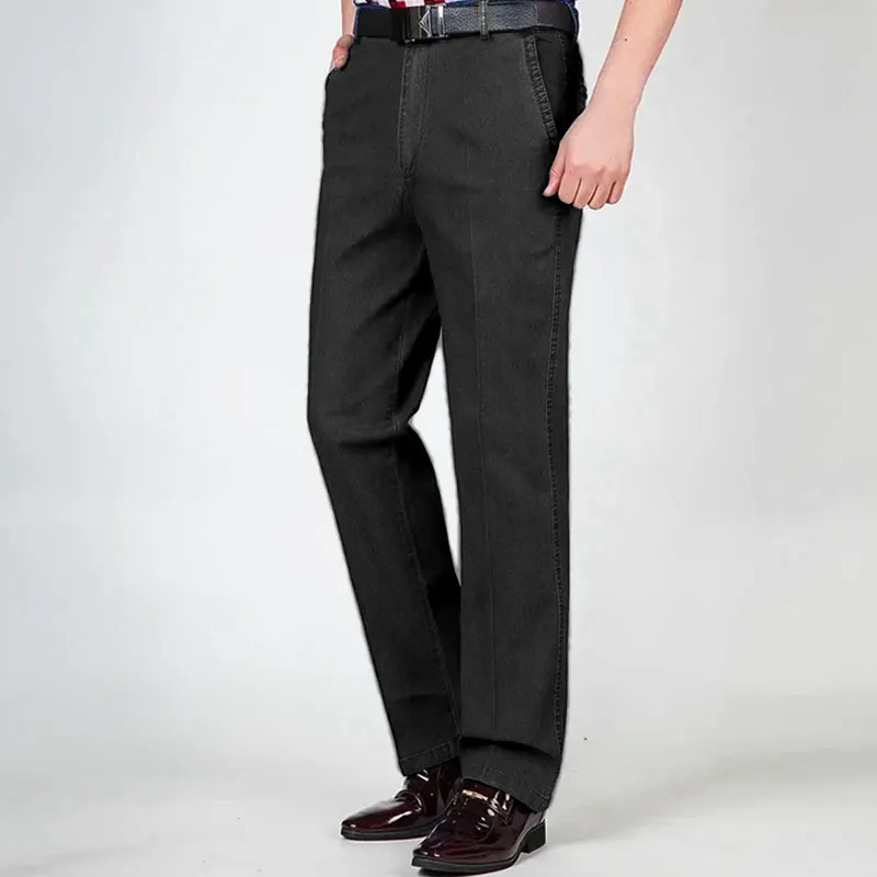 Dad Jeans- Men's High Waist Straight Fit Stretch Jeans