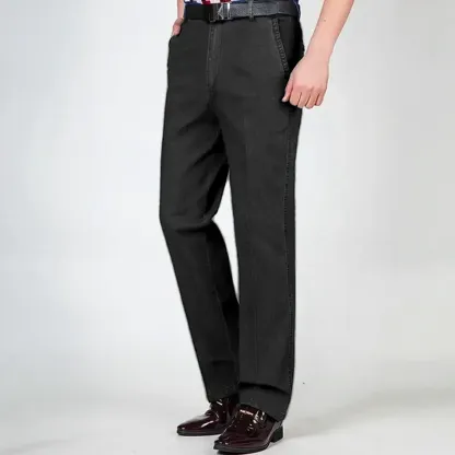 Dad Jeans- Men's High Waist Straight Fit Stretch Jeans