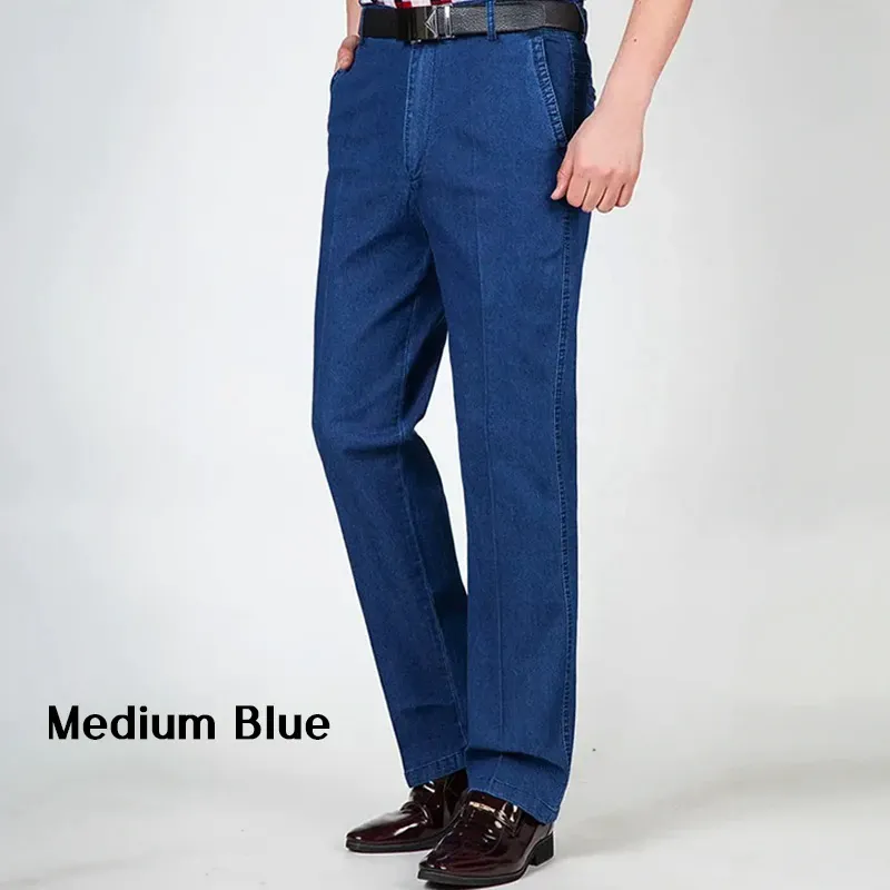 Dad Jeans- Men's High Waist Straight Fit Stretch Jeans