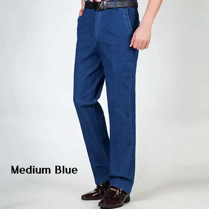 Dad Jeans- Men's High Waist Straight Fit Stretch Jeans