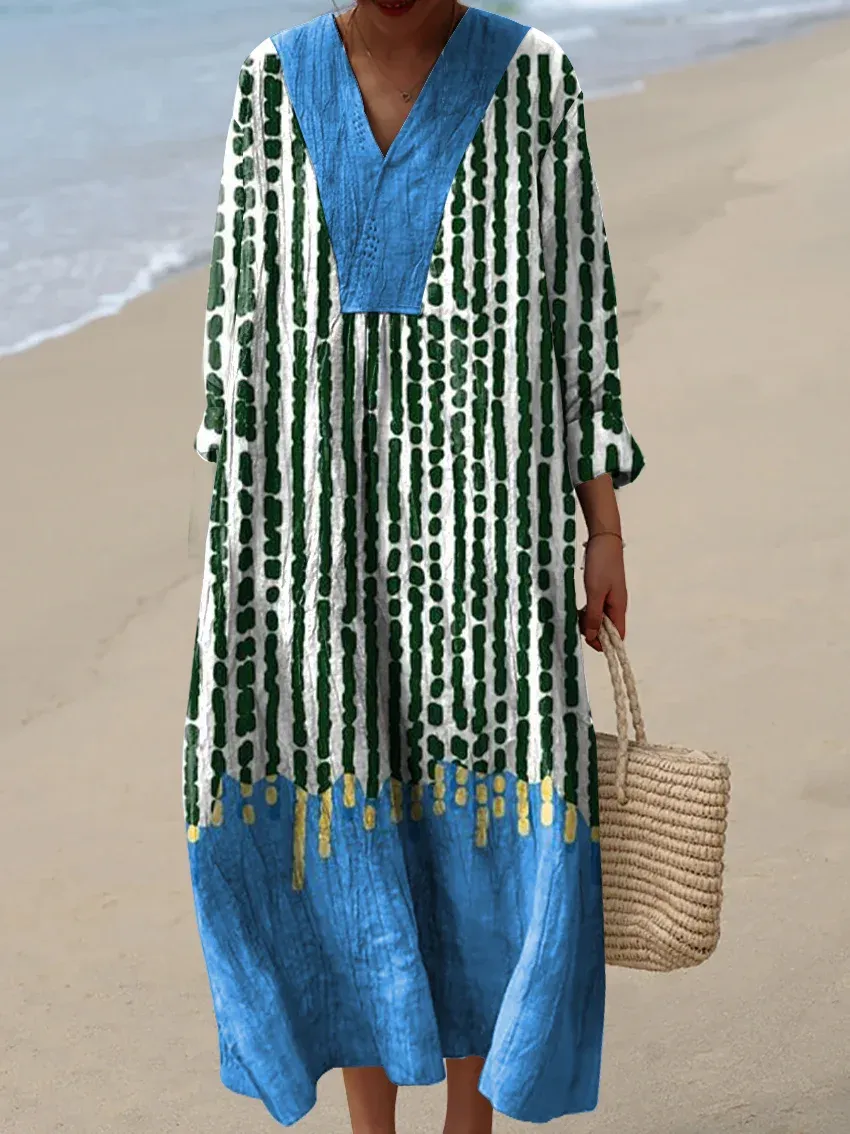 Women's Vintage Abstract Geometry Art Print Dress