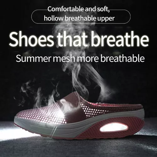 Zapatillas Medias De Malla Con Tacón De Cuña Y Cojín De Aire
