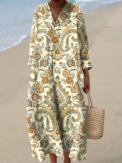 Women's Abstract Pattern Art Print Cotton Dress - Series8