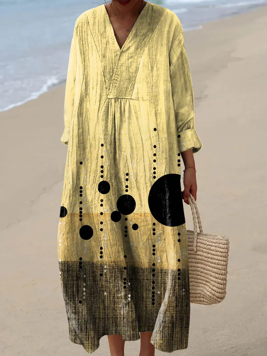 Women's Abstract Pattern Art Print Cotton Dress - Series6