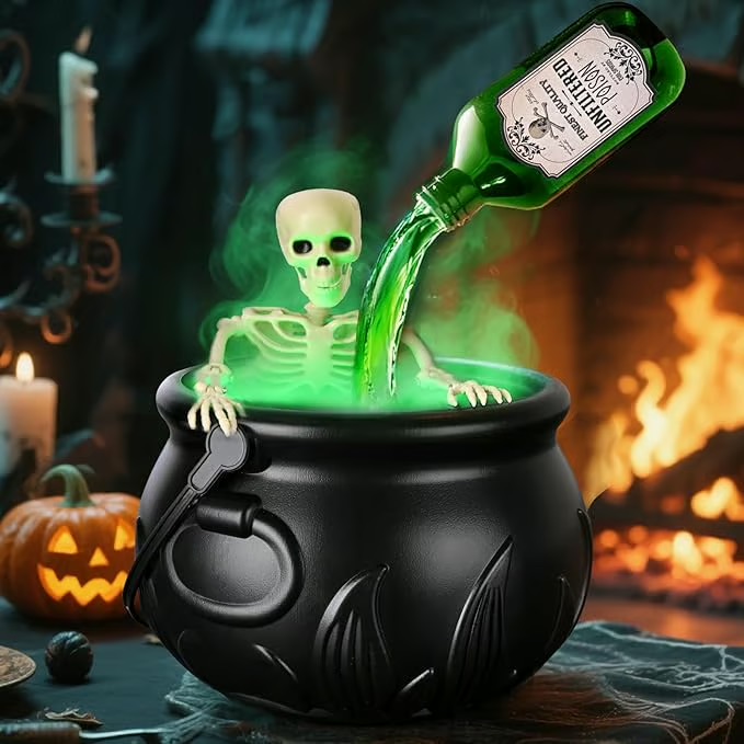 🎃Early Halloween Sale 60% OFF💚 Cauldron Halloween Decor with Magic Floating Potion Bottles & Diffuser