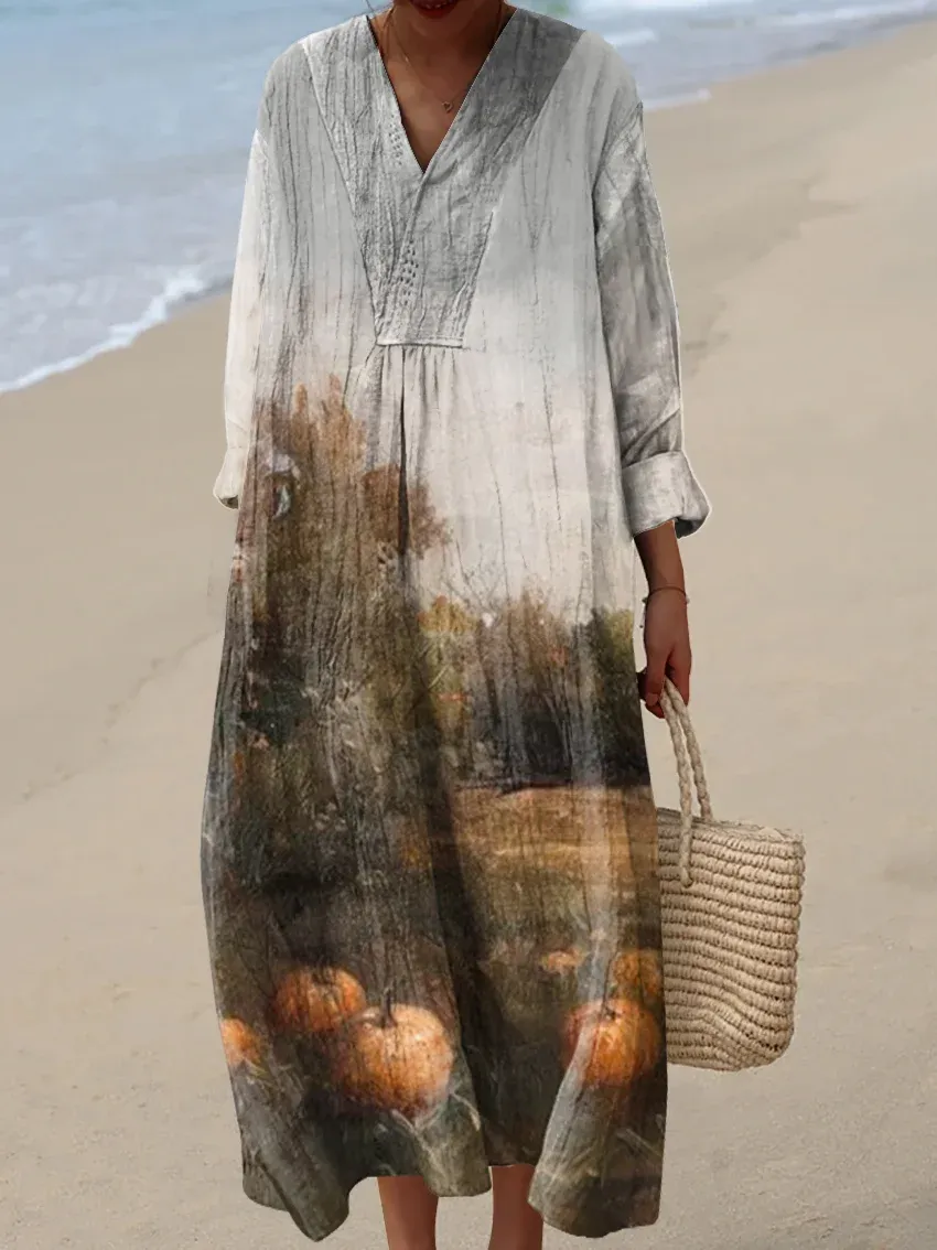 Women's Art Vintage Abstract Lines Art Print Dress