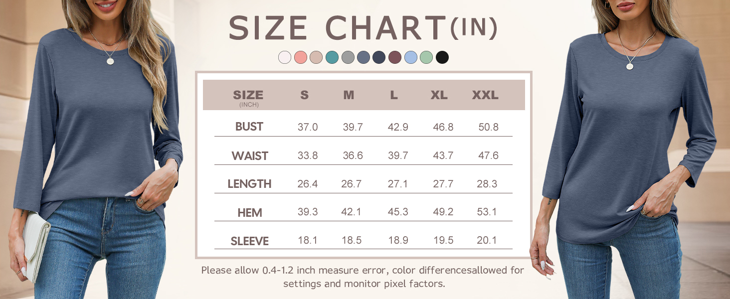 3/4 sleeve t shirts for women