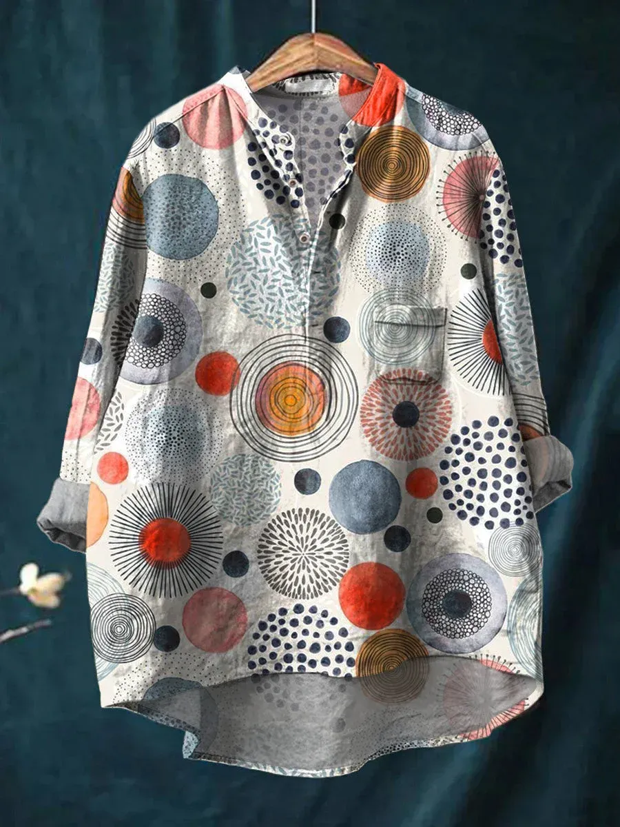 Women's Flowers Art Print Casual Long Sleeve Comfortable Cotton Shirt