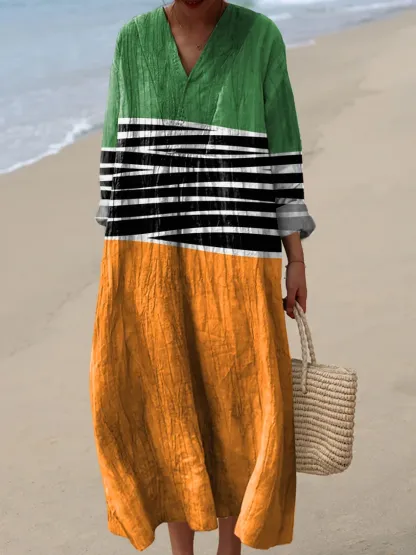 Women's Abstract Pattern Art Print Cotton Dress - Series6