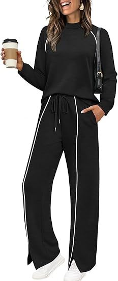 Women’s 2-Piece Fall Outfit 2025 – Wide Leg Pants & Matching Set Clothing