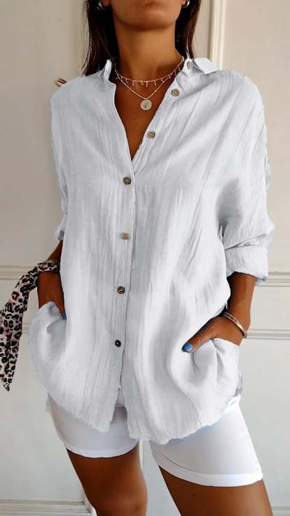 Single-breasted Pleated Lapel Shirt