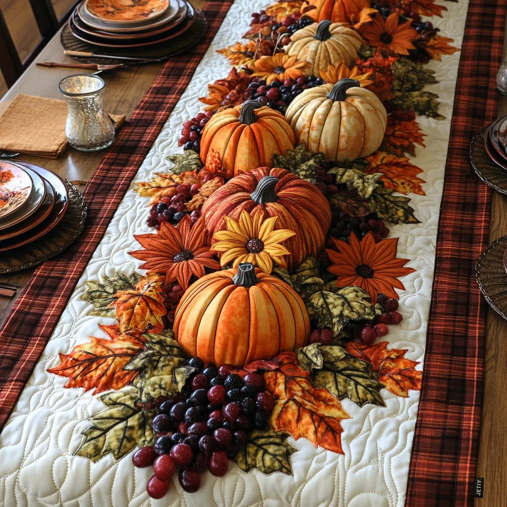 Cozy Soft Artistic Quilted Table Runner